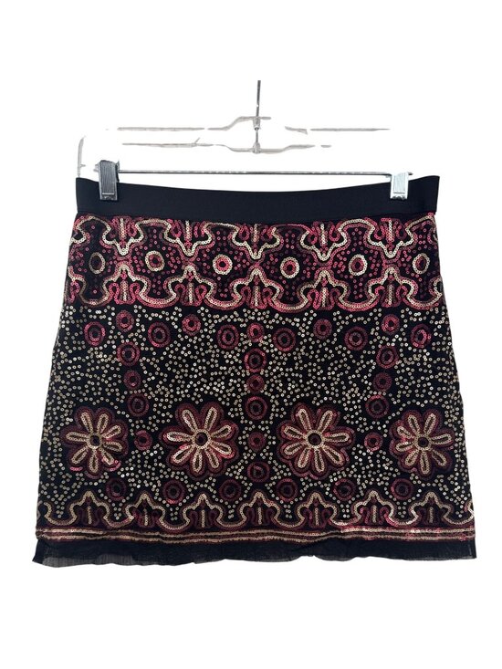 Chelsea & Violet Dresses & Skirts - Chelsea & Violet Mini Skirt Sz S Black Sequined Boho Glam Festival Fairy Artsy
